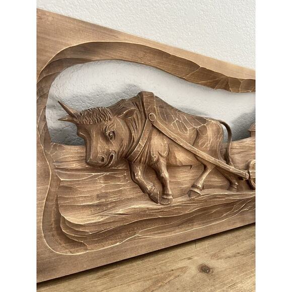 FARMER Folk Art Wooden Wall Decor - Alder Wood Hand Carved Tree - Ukrainian Farm - Picture 4 of 9